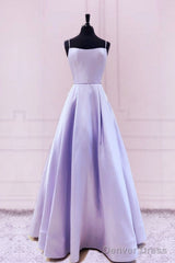 Spaghetti Straps Prom Dresses Satin Floor Length