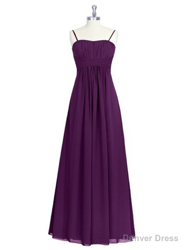 Spaghetti Straps Purple Chiffon Backless Bridesmaid Dresses Main image