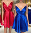Spaghetti Straps Satin Homecoming Dresses,Mini Prom Dresses