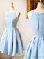 Spaghetti Straps Short Light Blue Prom Dress, Short Light Blue Graduation Homecoming Dresses