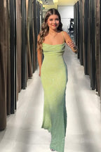 Spaghetti Straps Sparkly Long Prom Dress Mermaid Prom Dresses