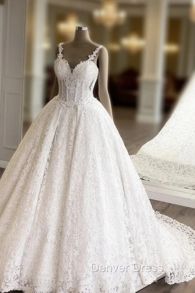 Spaghetti Straps Sweetheart Ball Gown Wedding Dresses
