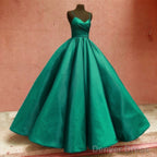 Spaghetti Straps V-Neck Ball Gowns Prom Satin Dresses