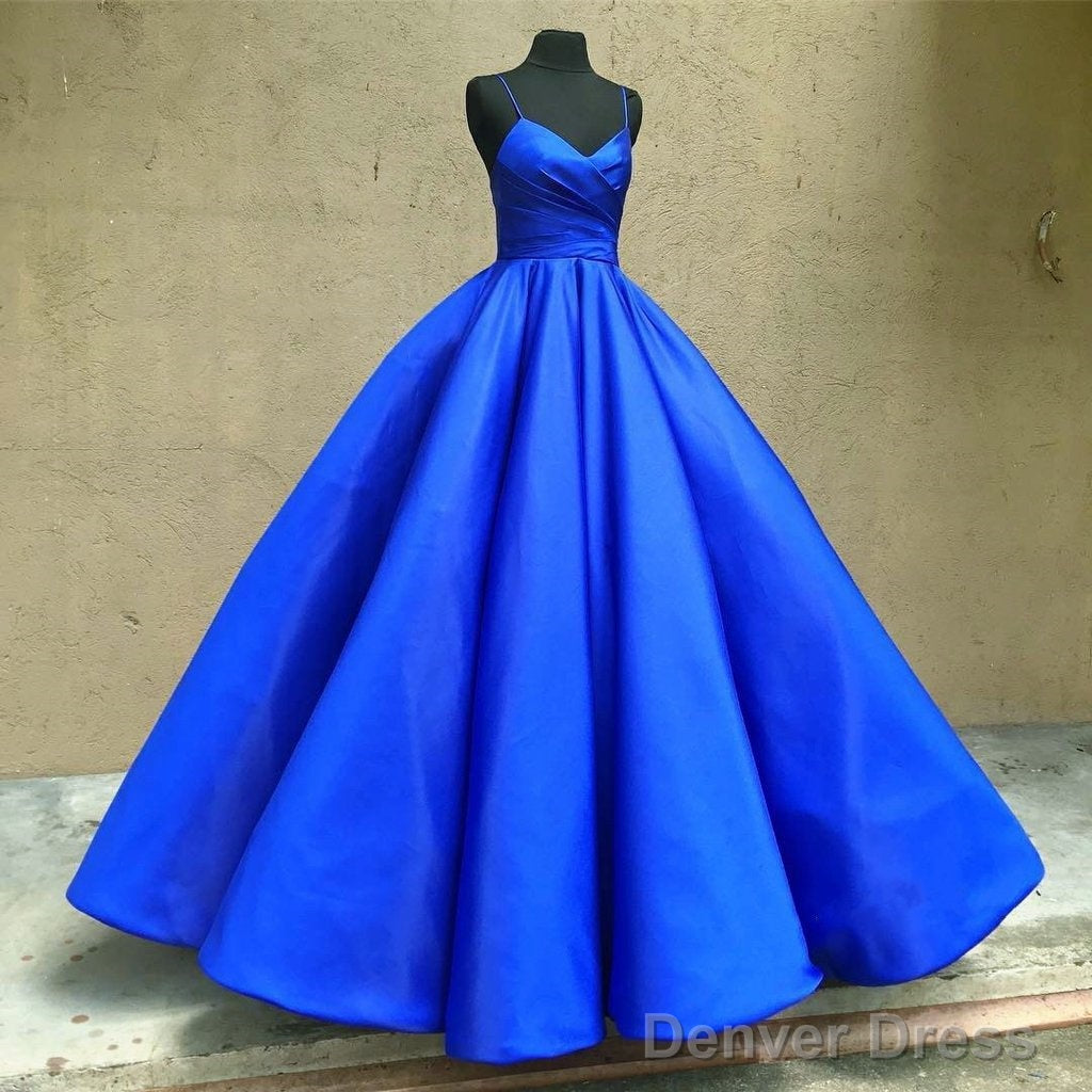 Spaghetti Straps V-Neck Ball Gowns Prom Satin Dresses Main image