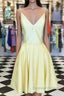 Spaghetti Straps V Neck Satin Homecoming Dress Short Mini Cocktail Dresses