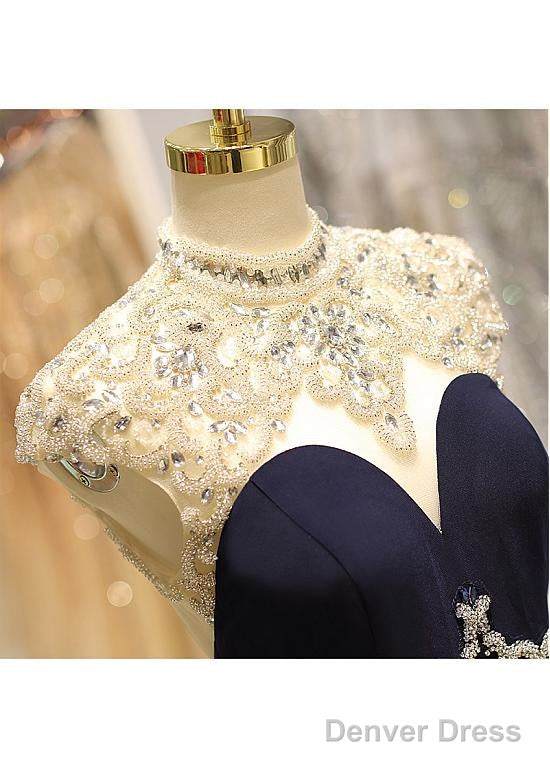 Spandex High Collar Black Sheer Back Mermaid Prom Dress Secondary image