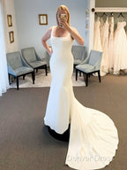 Spandex Straps Sweep Train Trumpet Mermaid Wedding Dresses