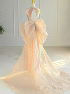 Sparkle A Line Scoop Neckline Sequin Gold Long Prom Dresses