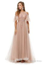 Sparkle Beaded Cool Shoulder A Line Beaded Prom Dresses