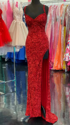 Sparkle Red Bodycon Sequined Long Prom Dresses