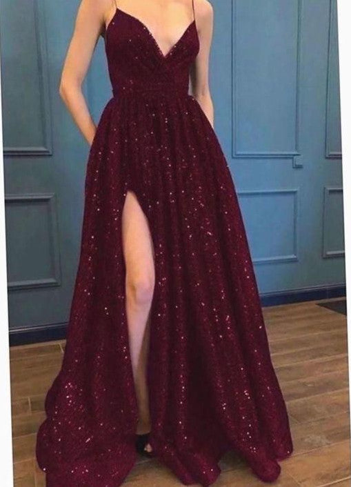 Neck A Line Full Length Prom Dresses Secondary image