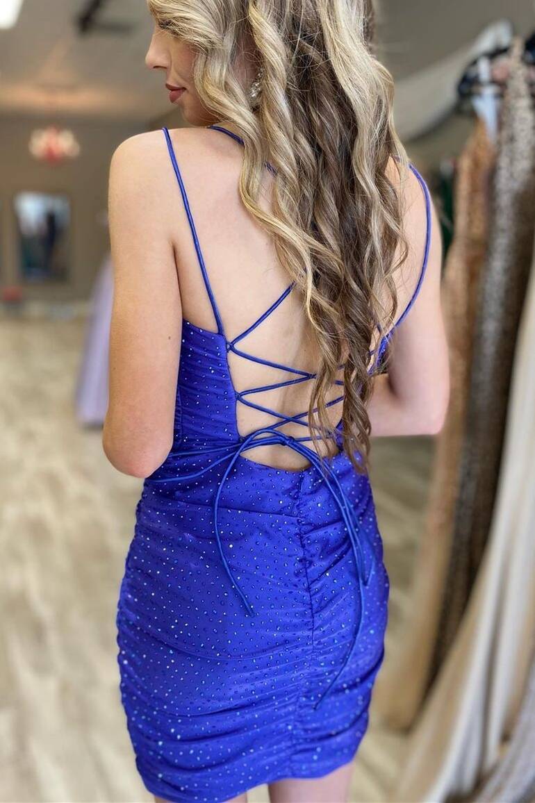 Sparkles Tight Royal Blue Short Homecoming Dresses