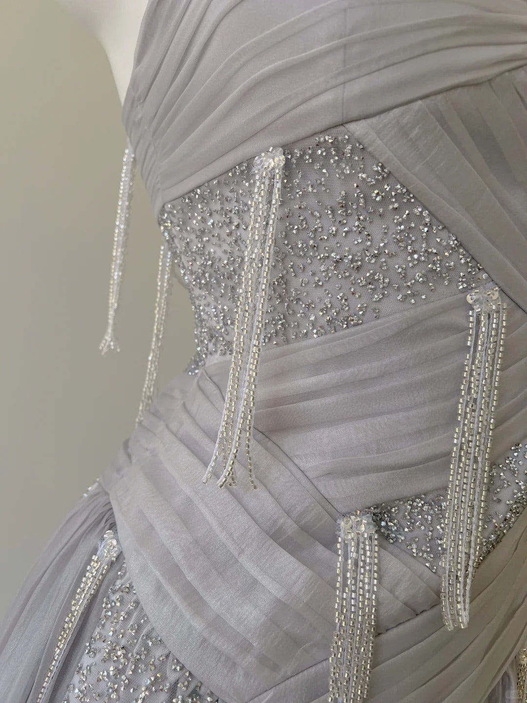 Sparkling A-Line Strap Sequined Tassel Tulle Long Prom Dresses Evening Dresses