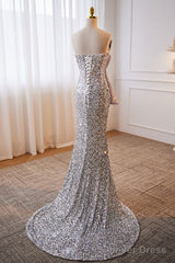 Sparkling Lavender Color Sleeveless Off Shoulder Sequin Evening Dress With Lavender Color Mermaid Backless Strap And Floor Length Evening Dress