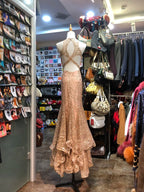 Sparkling Pink Mermaid Halter Neck Crossback Backless Tulle Long Prom Dresses Evening Dresses