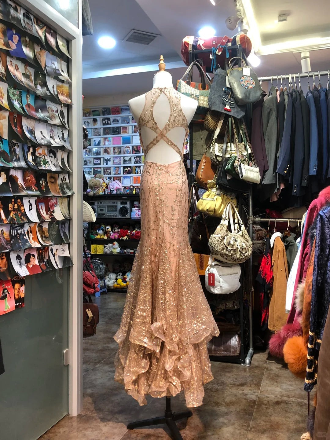 Sparkling Pink Mermaid Halter Neck Crossback Backless Tulle Long Prom Dresses Evening Dresses