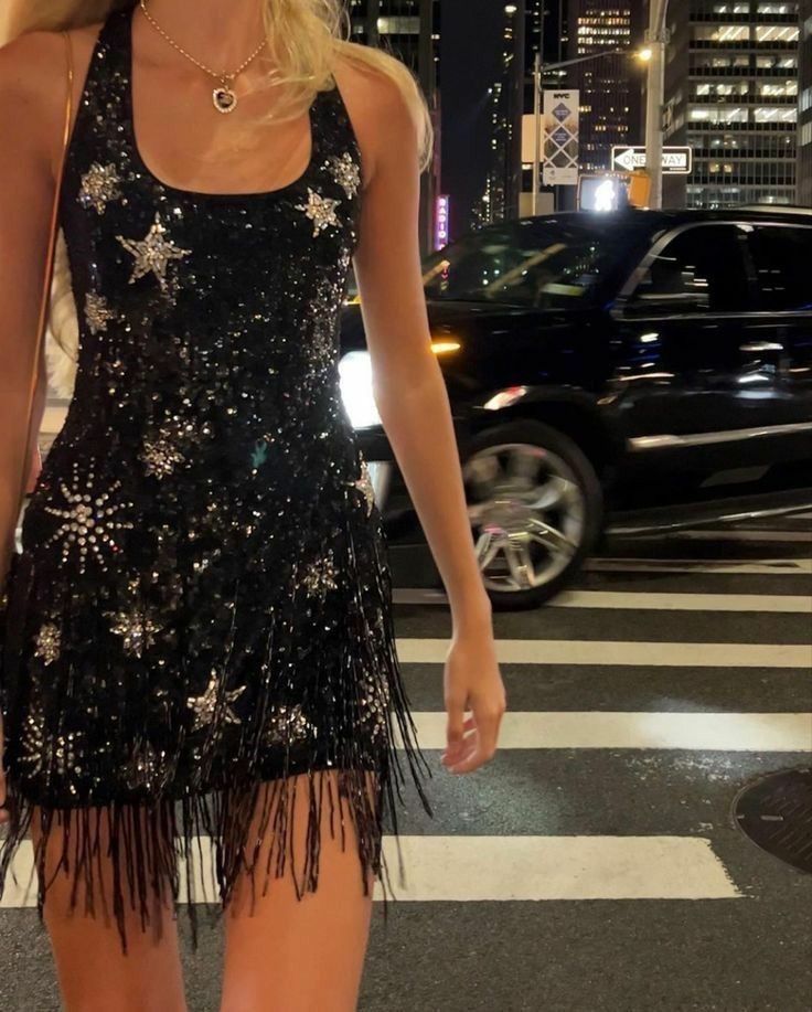 Sparkling Tassel Square Neck Star Sequin Open Back Homecoming Dresses