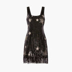 Sparkling Tassel Square Neck Star Sequin Open Back Homecoming Dresses
