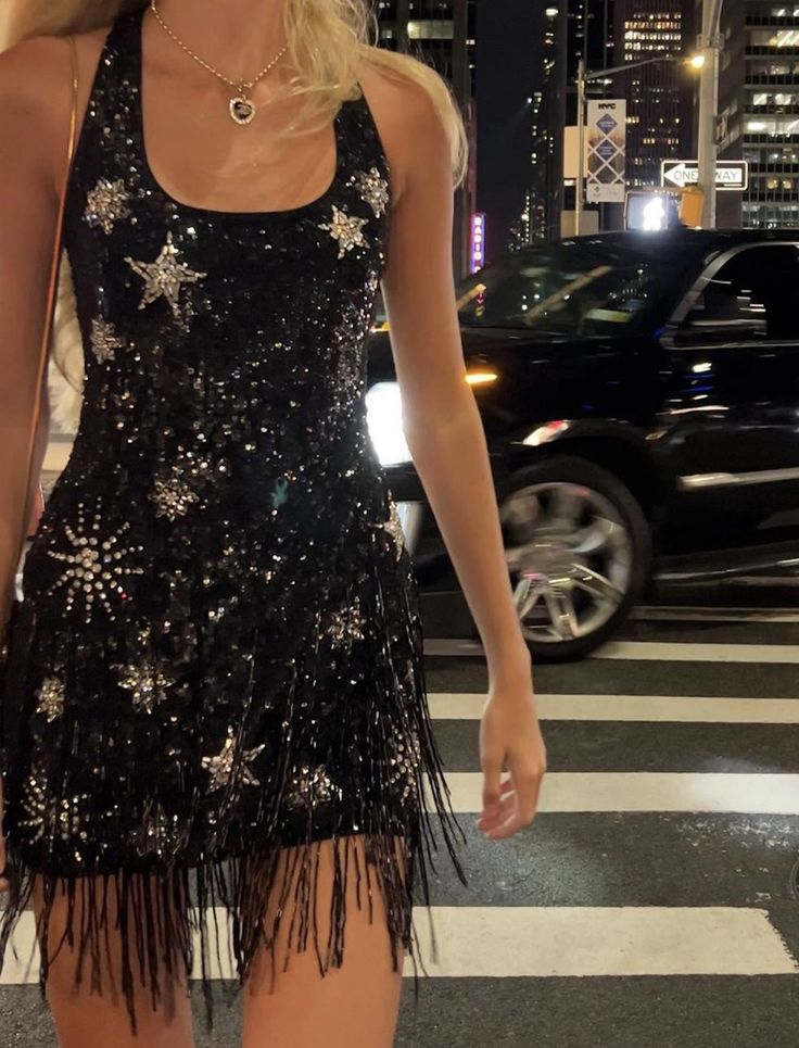 Sparkling Tassel Square Neck Star Sequin Open Back Homecoming Dresses Main image