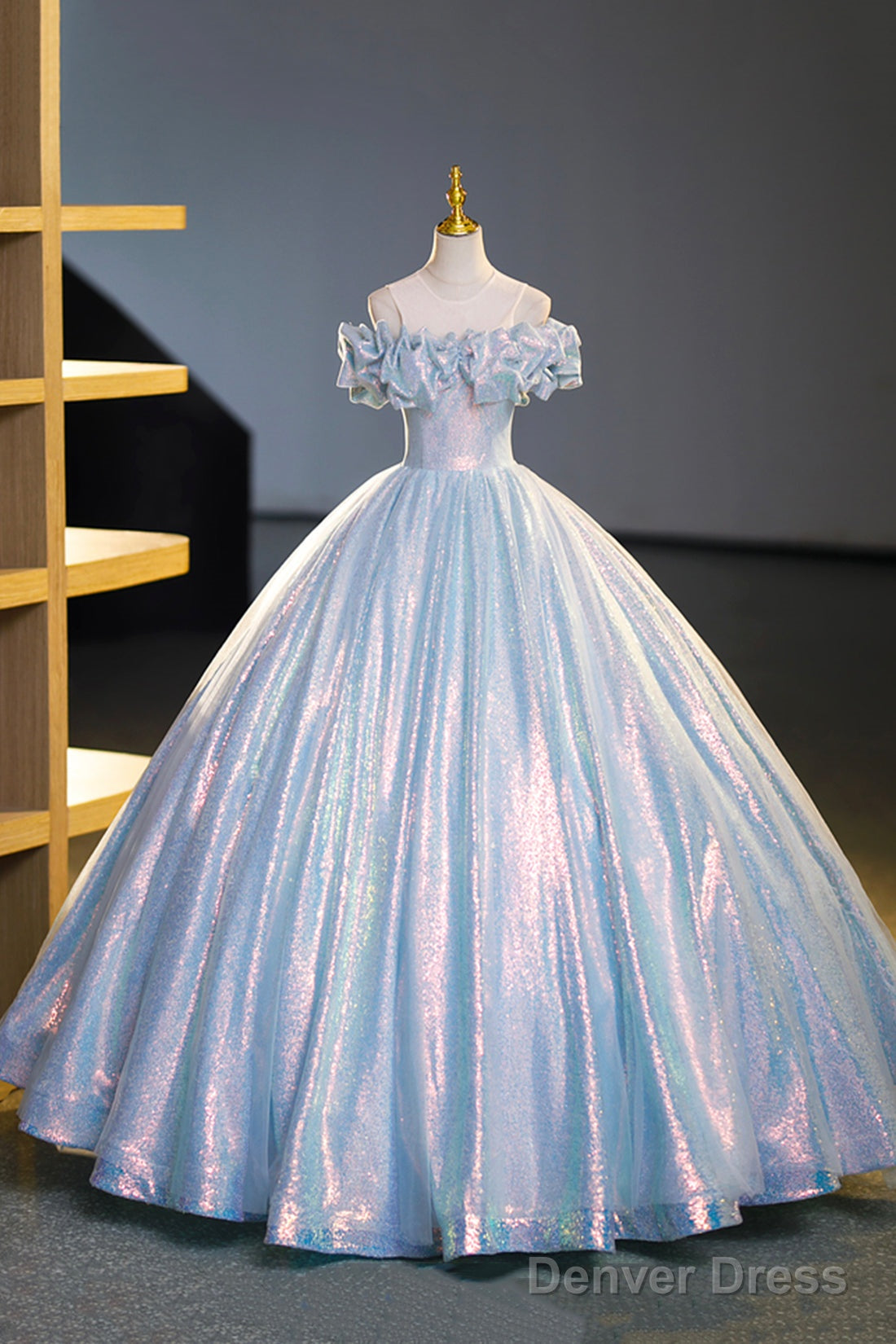 Sparkling Tulle Sequins Long Floor Length Formal Dress, Beautiful Off The Shoulder Evening Dress Main image