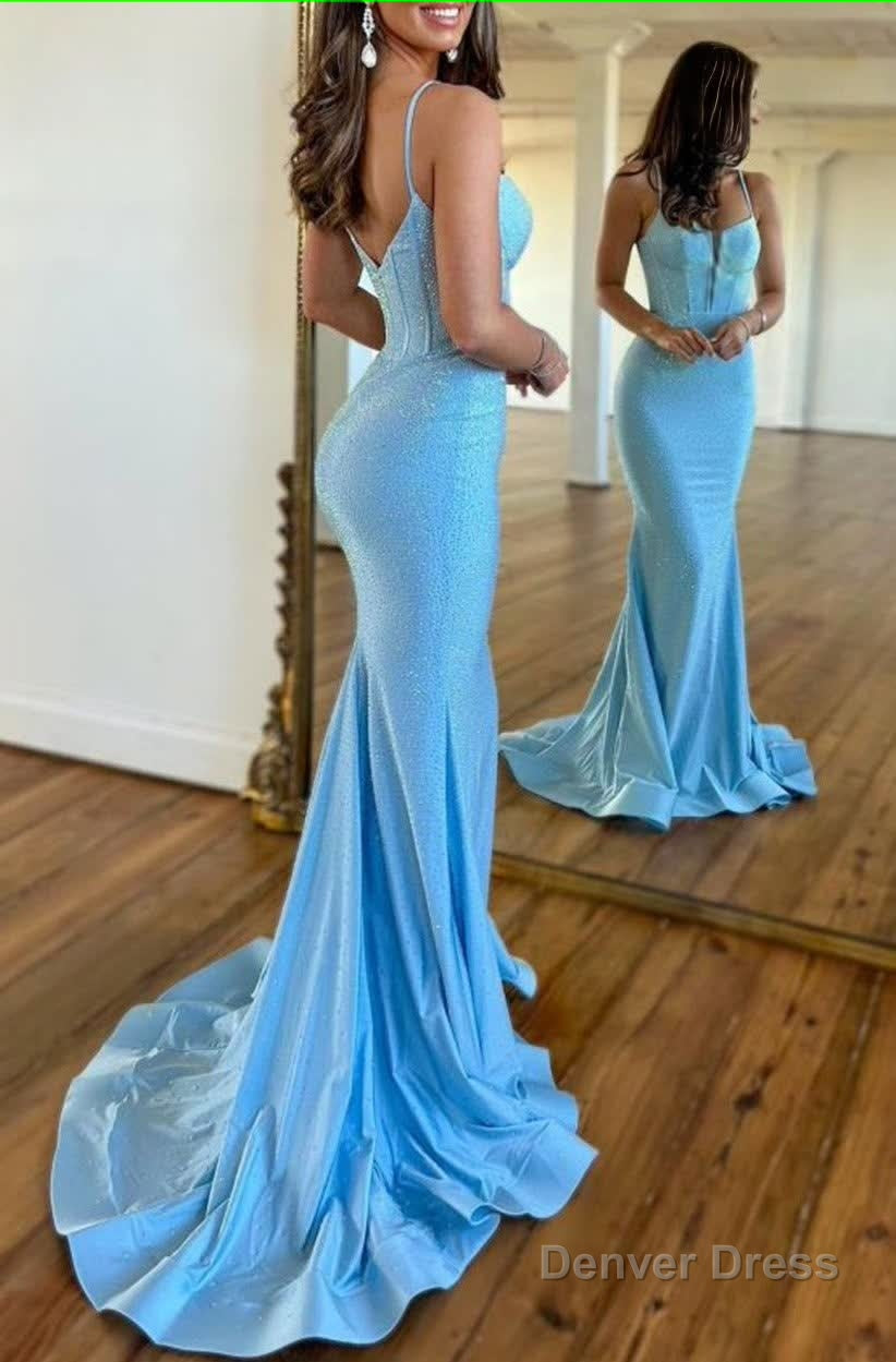 Sparkly Blue Corset Sequins Mermaid Long Prom Dresses Secondary image