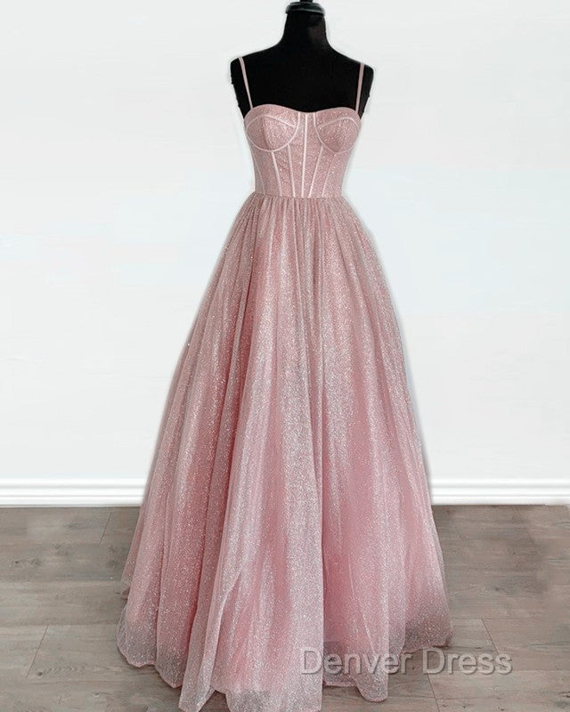Sparkly Corset Prom Dresses Long Sweetheart Spaghetti Straps