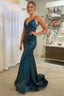 Sparkly Dark Green Mermaid Sequins Long Prom Dresses with Lace Up Back