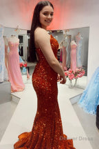 Sparkly Dark Green Sequins Mermaid Sweetheart Long Prom Dresses