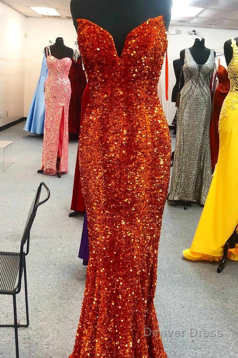 Sparkly Dark Green Sequins Mermaid Sweetheart Long Prom Dresses