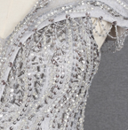 Sparkly Light Grey Mermaid V-Neck Beaded Tulle Train Prom Dresses Evening Dresses