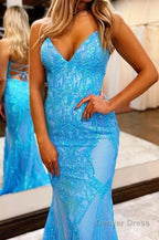 Sparkly Mermaid Backless Hot Pink Sequins Long Prom Dresses