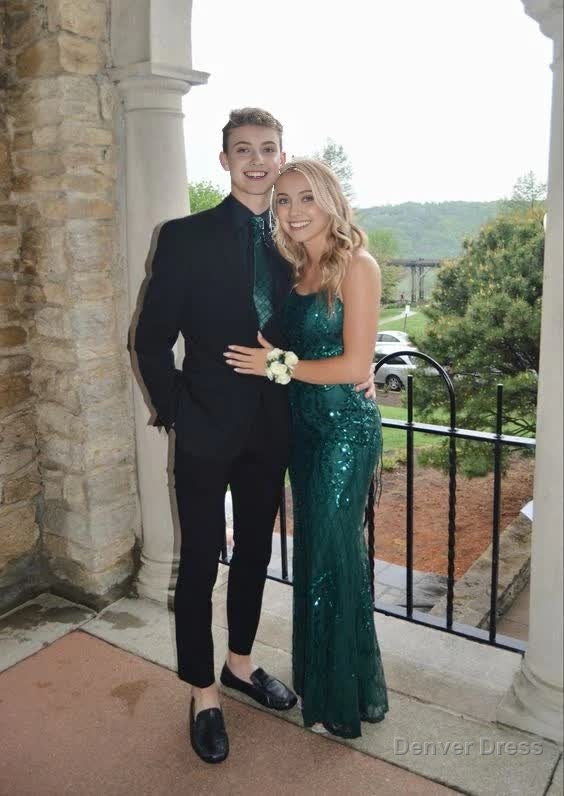Sparkly Mermaid Dark Green Long Prom Dress