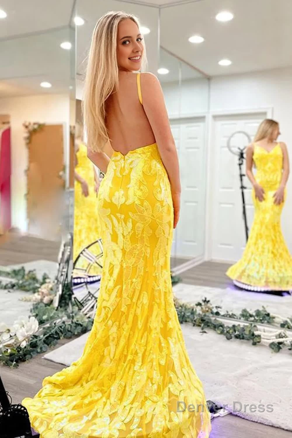 Sparkly Mermaid Orange Sequins Long Prom Dresses