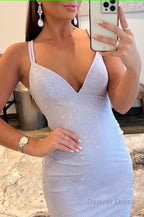 Sparkly Mermaid Spaghetti Straps Yellow Sequins Long Prom Dresses
