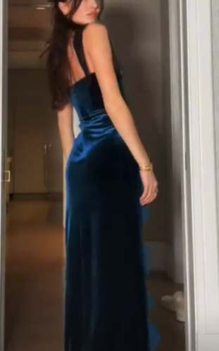 Sexy Slit Velvet Lace Long Prom Dress
