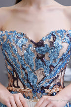 Sparkly Off-the-Shoulder Sequins A line Prom Dresses Floor Length