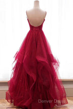 Sparkly Prom Dress V Neckline, Long Homecoming Dress, Prom Dresses