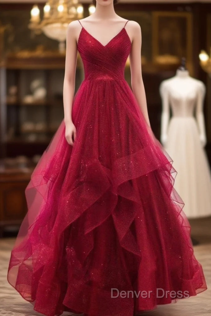 Sparkly Prom Dresses V Neckline, Long Homecoming Dresses, Formal Dresses Main image