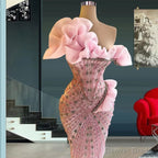 Sparkly Prom Dresses Beaded Crystals Pink Evening Formal Gowns