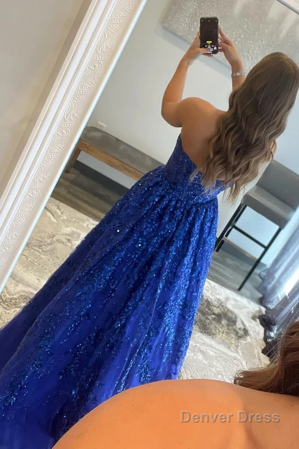 Sparkly Royal Blue Long Prom Dress with Pockets Prom Dresses Gown