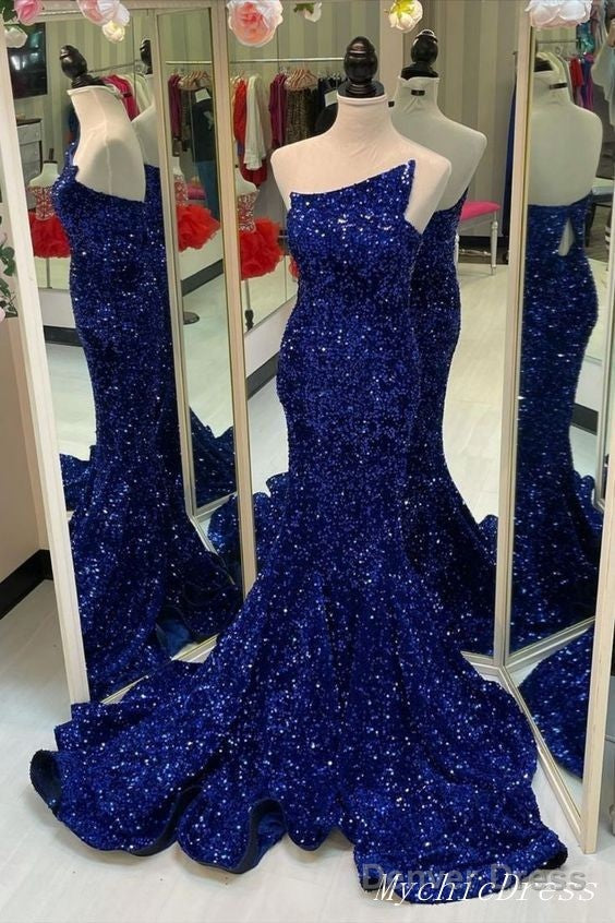 Sparkly Royal Blue Sequin Prom Dresses Mermaid Long Evening Gown Secondary image