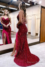 Sparkly Royal Blue Sequins Long Mermaid Prom Dress with Feathers