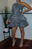 Sparkly Sequin Cocktail Dress Short A Line One Shoulder African Women Prom Long Sleeve Homecoming Dresses