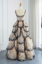Sparkly Sequin Tiered Ruffles Elegant Women Prom Dresses