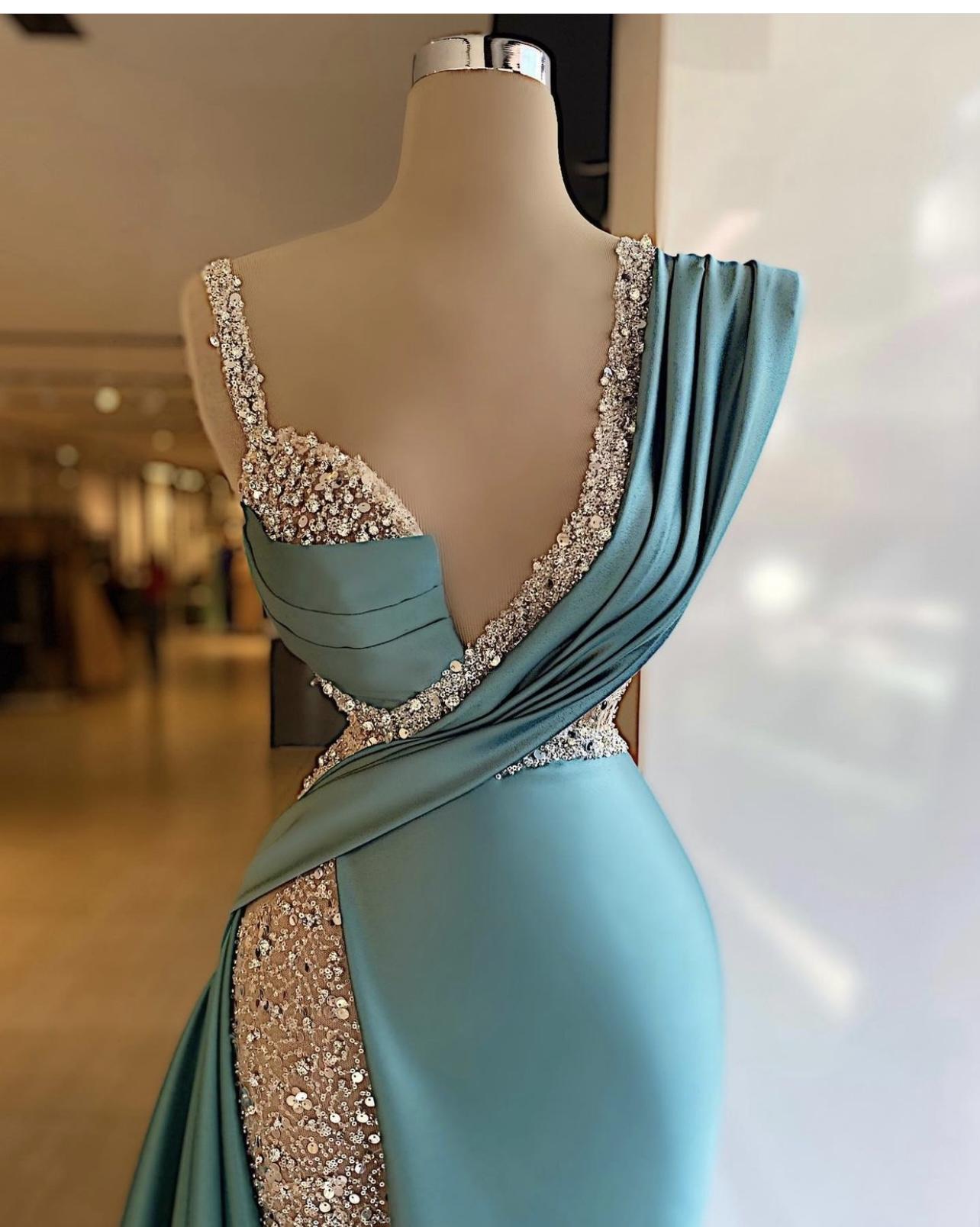 Sparkly Sequined Split Mermaid Prom Dress Crystal Long Prom Gown Custom Made Plus Size Pageant Wear Prom Dresses