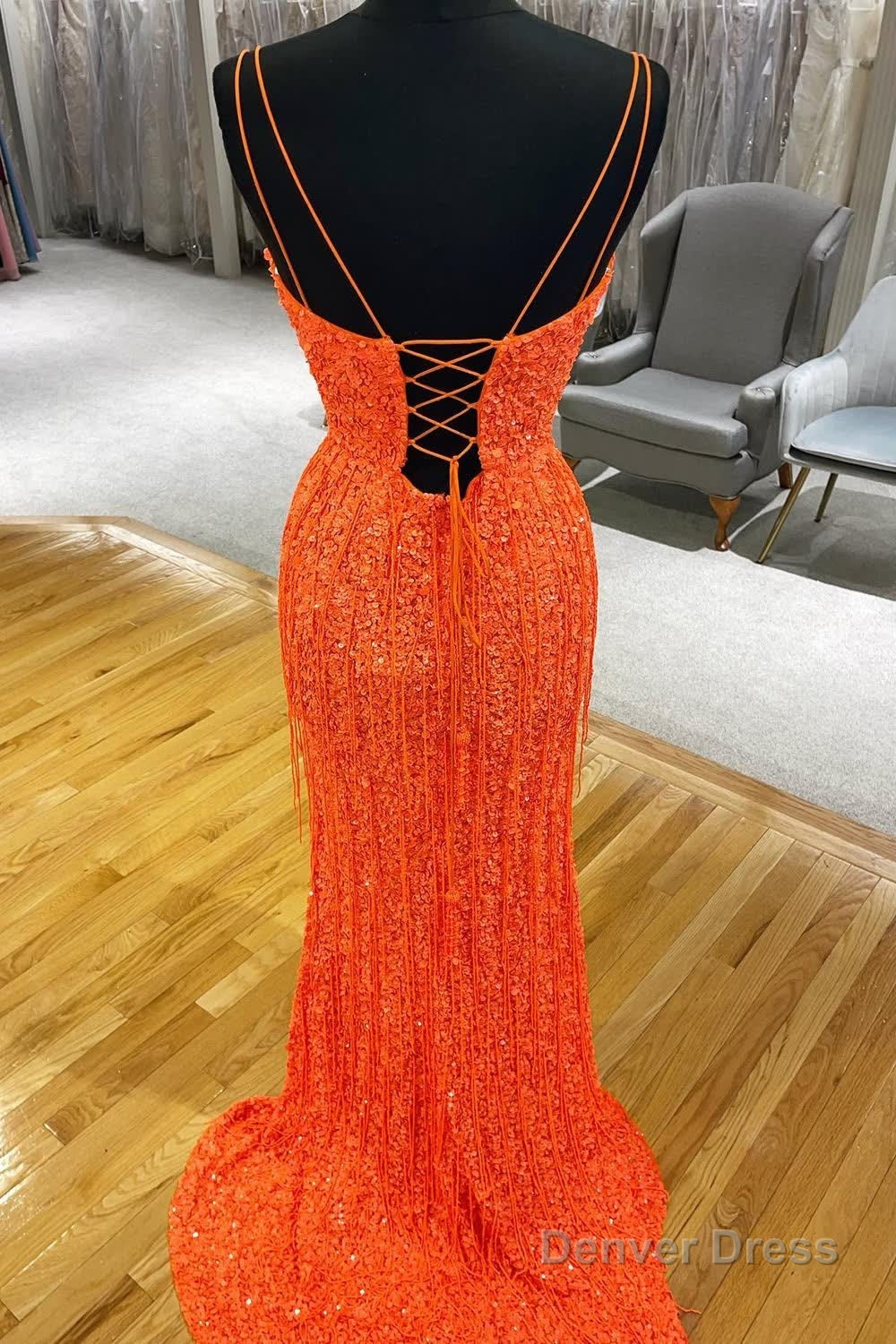 Sparkly Turquoise Mermaid Sequins Long Prom Dress with Fringes