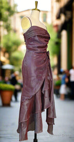 Sparkly Vintage Spaghetti Straps Purple Prom Dress Ruffle Sleeveless Mermaid Ruffled Fromal Dresses