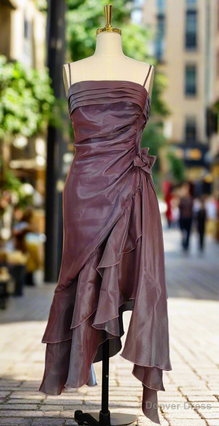 Sparkly Vintage Spaghetti Straps Purple Prom Dresses Ruffle Sleeveless Mermaid Ruffled Fromal Dresses Main image