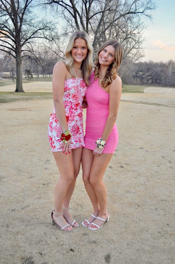 Spring Fling Dress, Strapless Floral Print Homecoming Dress, Mini Prom Dresses