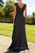 Steel Grey Mermaid Ruffle Chiffon Mother of The Bride Dress
